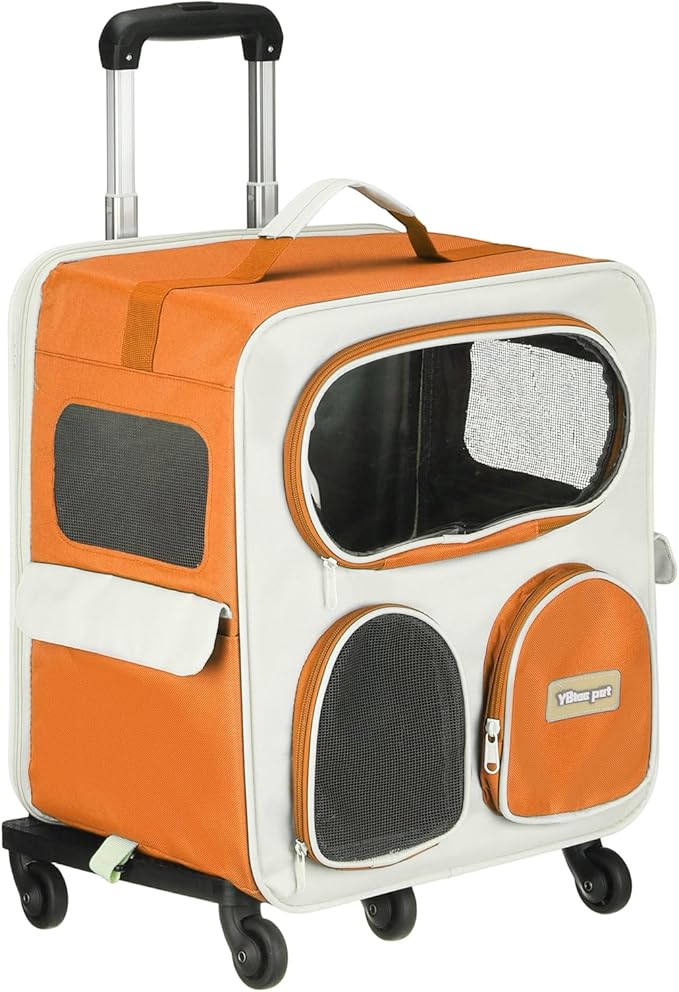 Pet Backpack Carrier, Portable and Ventilated, Nylon Dogs Cats and Small Animal Travel Bag 14.17", (Orange, 1 Pcs), Intended for Hiking/Camping/Traveling